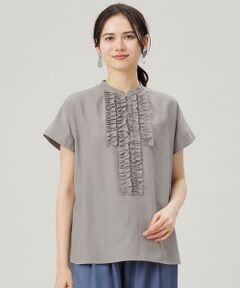 L size ONWARD(大きいサイズ) / エルサイズオンワード シャツ・ブラウス | 【洗える】ソフトリネンフリルディティール ブラウス