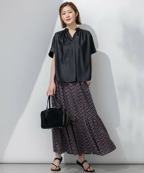 L size ONWARD(大きいサイズ) / エルサイズオンワード シャツ・ブラウス | 【接触冷感/UVカット】ドライスラブストレッチ スキッパー ブラウス | 詳細14