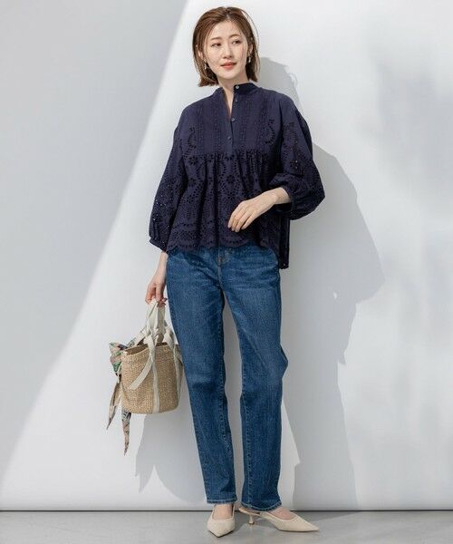 L size ONWARD(大きいサイズ) / エルサイズオンワード シャツ・ブラウス | 【洗える】コットンエンブロイダリー クロップド ブラウス | 詳細12