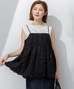 L size ONWARD(大きいサイズ) / エルサイズオンワード シャツ・ブラウス | 【洗える】コットンエンブロイダリー キャミソール