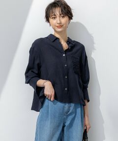 L size ONWARD(大きいサイズ) / エルサイズオンワード シャツ・ブラウス | 【洗える】LIBECO クロップド シャツ