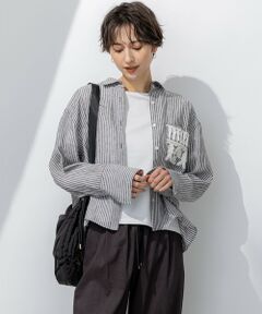 L size ONWARD(大きいサイズ) / エルサイズオンワード シャツ・ブラウス | 【洗える】LIBECO クロップド シャツ