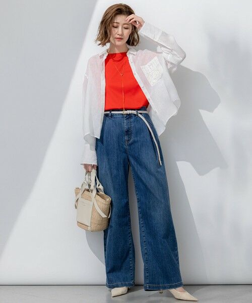 L size ONWARD(大きいサイズ) / エルサイズオンワード シャツ・ブラウス | 【洗える】LIBECO クロップド シャツ | 詳細4