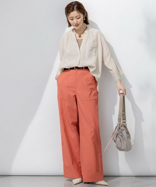 L size ONWARD(大きいサイズ) / エルサイズオンワード シャツ・ブラウス | 【洗える】LIBECO タックスリーブ シャツ | 詳細4