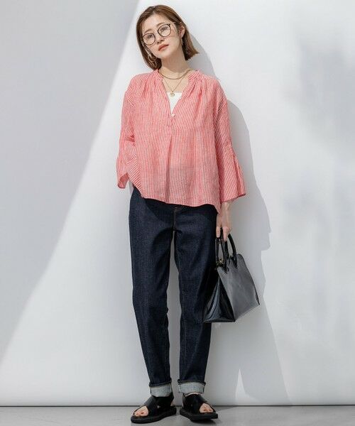 L size ONWARD(大きいサイズ) / エルサイズオンワード シャツ・ブラウス | 【洗える】LIBECO タックスリーブ シャツ | 詳細7