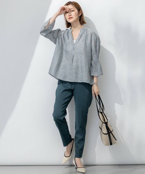 L size ONWARD(大きいサイズ) / エルサイズオンワード シャツ・ブラウス | 【洗える】LIBECO タックスリーブ シャツ | 詳細23