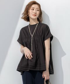 L size ONWARD(大きいサイズ) / エルサイズオンワード シャツ・ブラウス | 【撥水加工/洗える】シアーナイロンツイル ギャザー ブラウス