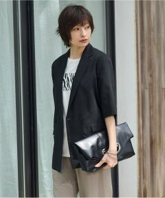 L size ONWARD(大きいサイズ) / エルサイズオンワード テーラードジャケット | 【洗える】Peラミーシアータフタジャケット