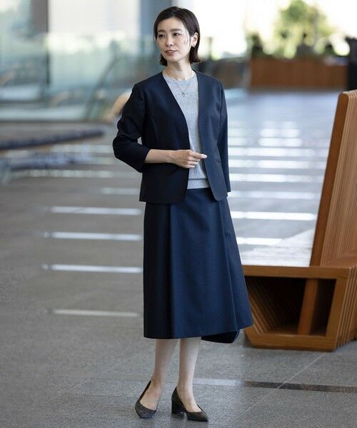 L size ONWARD(大きいサイズ) / エルサイズオンワード ノーカラージャケット | 【セットアップ対応・洗える・UVケア・吸水速乾】OXIJEWELストレッチ ノーカラー ジャケット | 詳細2