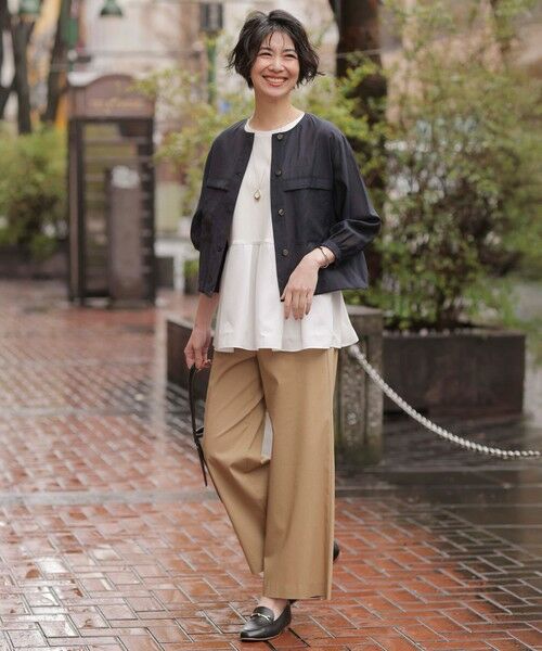 セール】 【洗える】Sheer Vis リネン ノーカラー ブルゾン