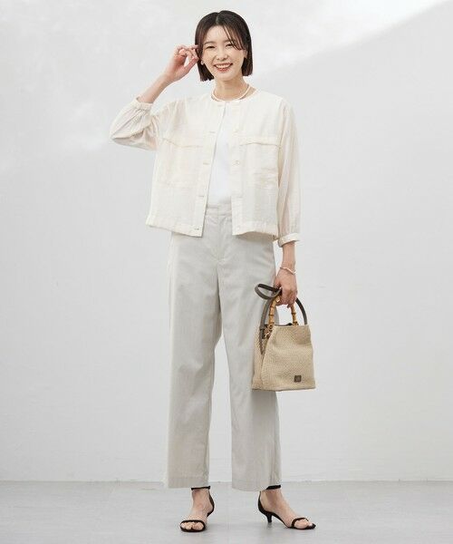 セール】 【洗える】Sheer Vis リネン ノーカラー ブルゾン