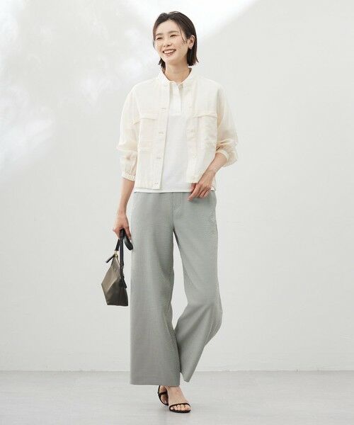 セール】 【洗える】Sheer Vis リネン ノーカラー ブルゾン