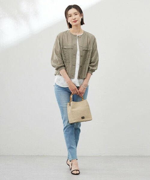 セール】 【洗える】Sheer Vis リネン ノーカラー ブルゾン