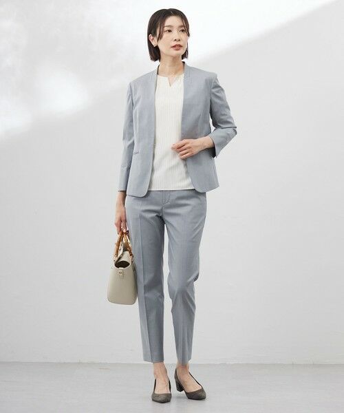 L size ONWARD(大きいサイズ) / エルサイズオンワード ノーカラージャケット | 【セットアップ対応・洗える・撥水】コットンFITTY ノーカラー ジャケット | 詳細3