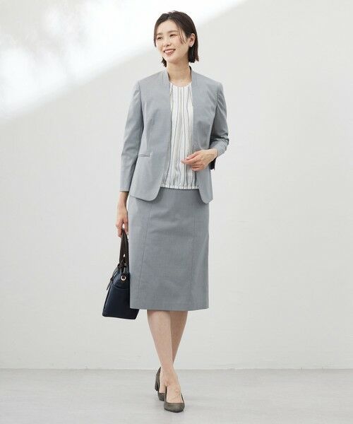 L size ONWARD(大きいサイズ) / エルサイズオンワード ノーカラージャケット | 【セットアップ対応・洗える・撥水】コットンFITTY ノーカラー ジャケット | 詳細4