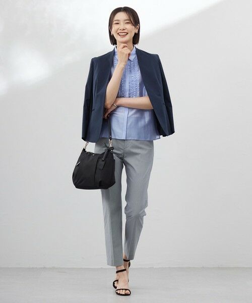 L size ONWARD(大きいサイズ) / エルサイズオンワード ノーカラージャケット | 【セットアップ対応・洗える・撥水】コットンFITTY ノーカラー ジャケット | 詳細22