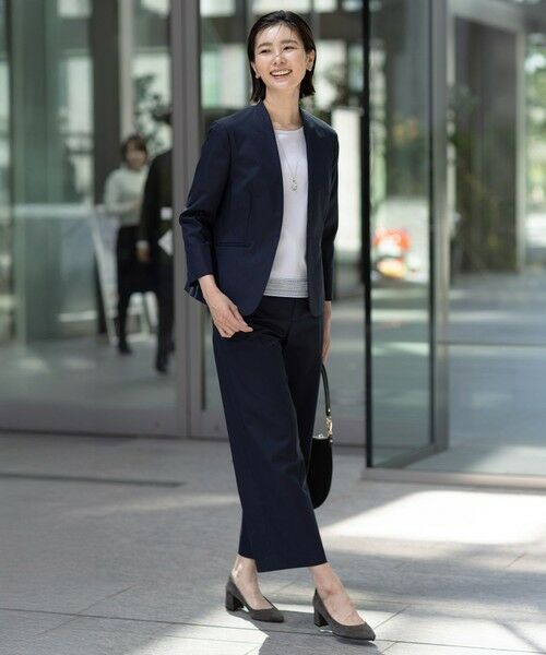 L size ONWARD(大きいサイズ) / エルサイズオンワード ノーカラージャケット | 【セットアップ対応・洗える・撥水】コットンFITTY ノーカラー ジャケット | 詳細20