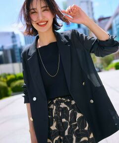 L size ONWARD(大きいサイズ) / エルサイズオンワード テーラードジャケット | 【吸水速乾・洗える】シアーメッシュ ジャケット