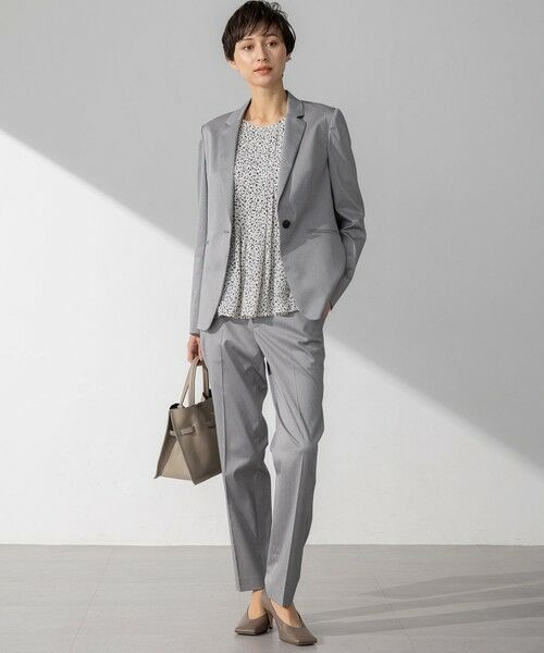 L size ONWARD(大きいサイズ) / エルサイズオンワード テーラードジャケット | 【セットアップ対応/洗える】ストレッチシャンブレー テーラードジャケット | 詳細3