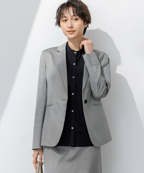 TOMORROWLAND ウエストベルト付きグレーテーラードジャケット 楽天ポイント還元】L size ONWARD(大きいサイズ)/エルサイズオン