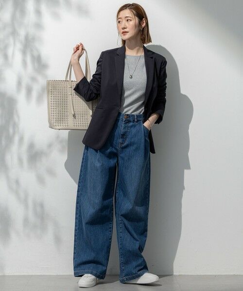 L size ONWARD(大きいサイズ) / エルサイズオンワード テーラードジャケット | 【セットアップ対応/洗える】ストレッチシャンブレー テーラードジャケット | 詳細13