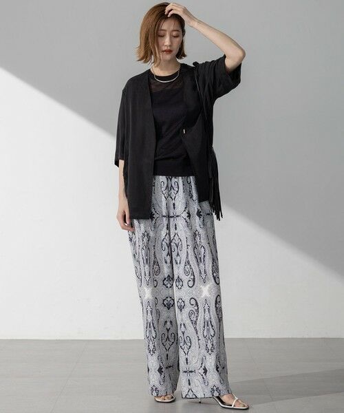 L size ONWARD(大きいサイズ) / エルサイズオンワード ノーカラージャケット | 【接触冷感性/洗える】フィブリルツイル ハーフスリーブ ジャケット | 詳細8