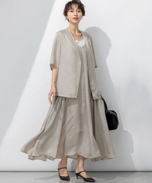 L size ONWARD(大きいサイズ) / エルサイズオンワード ノーカラージャケット | 【接触冷感性/洗える】フィブリルツイル ハーフスリーブ ジャケット | 詳細13