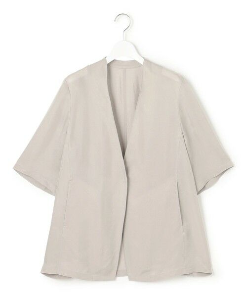 L size ONWARD(大きいサイズ) / エルサイズオンワード ノーカラージャケット | 【接触冷感性/洗える】フィブリルツイル ハーフスリーブ ジャケット | 詳細14