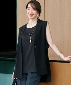 L size ONWARD(大きいサイズ) / エルサイズオンワード その他アウター | 【洗える】ライトシアーマットクロス ジレ