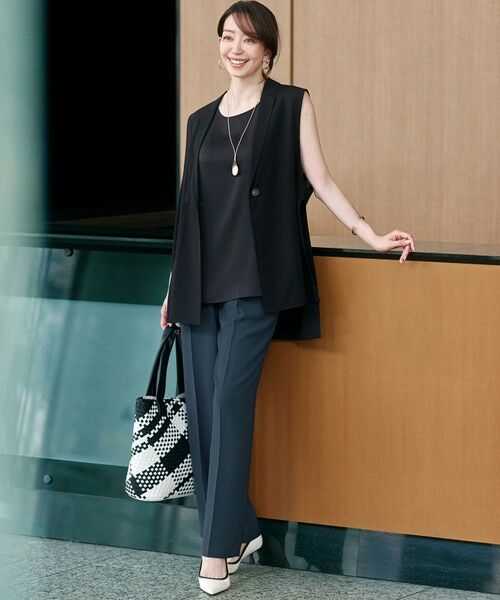 L size ONWARD(大きいサイズ) / エルサイズオンワード その他アウター | 【洗える】ライトシアーマットクロス ジレ | 詳細1