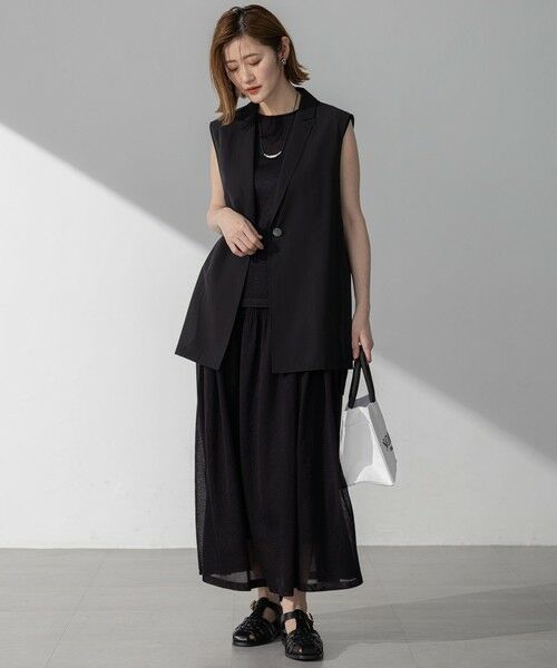 L size ONWARD(大きいサイズ) / エルサイズオンワード その他アウター | 【洗える】ライトシアーマットクロス ジレ | 詳細4