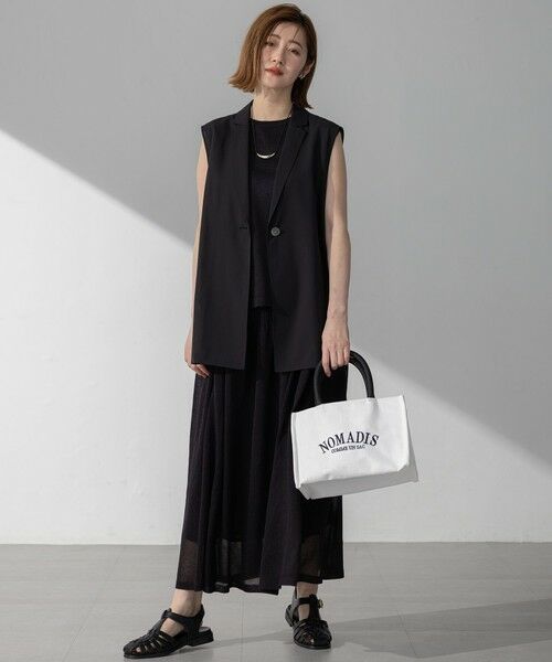 L size ONWARD(大きいサイズ) / エルサイズオンワード その他アウター | 【洗える】ライトシアーマットクロス ジレ | 詳細5