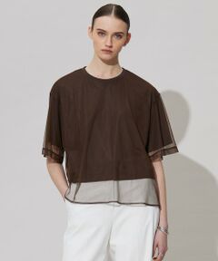 L size ONWARD(大きいサイズ) / エルサイズオンワード カットソー | 【接触冷感・UVケア・速乾・洗える】 チュールレイヤード カットソー