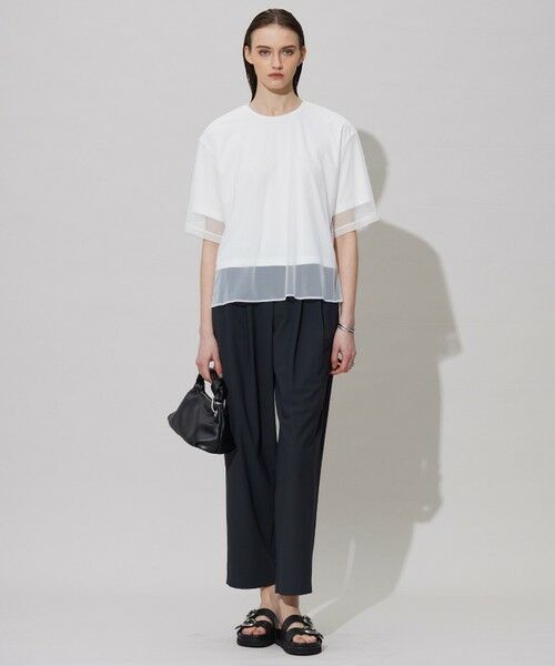 L size ONWARD(大きいサイズ) / エルサイズオンワード カットソー | 【接触冷感・UVケア・速乾・洗える】 チュールレイヤード カットソー | 詳細1