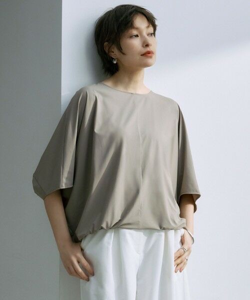 L size ONWARD(大きいサイズ) / エルサイズオンワード カットソー | 【UVカット・接触冷感・速乾・洗える】マットスキューバ ドルマンスリーブプルオーバー（クリームブラウン系）