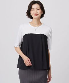 L size ONWARD(大きいサイズ) / エルサイズオンワード カットソー | 【洗える】ドッキングジャージー ビスチェライク プルオーバー