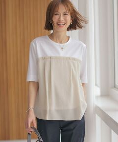 L size ONWARD(大きいサイズ) / エルサイズオンワード カットソー | 【洗える】ドッキングジャージー ビスチェライク プルオーバー