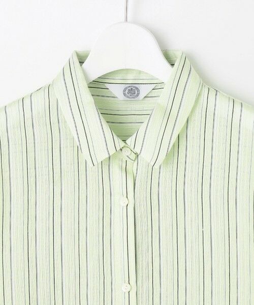 L size ONWARD(大きいサイズ) / エルサイズオンワード カットソー | 【洗える】ランダムストライプ シアー シャツカラー カットソー | 詳細10