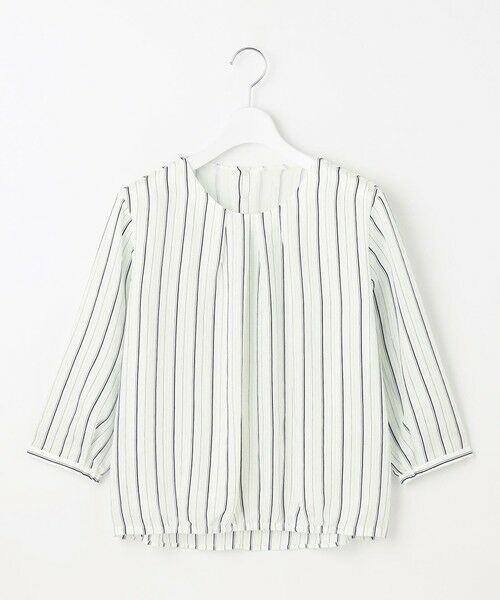 L size ONWARD(大きいサイズ) / エルサイズオンワード カットソー | 【洗える】ランダムストライプ シアー プルオーバー カットソー | 詳細10