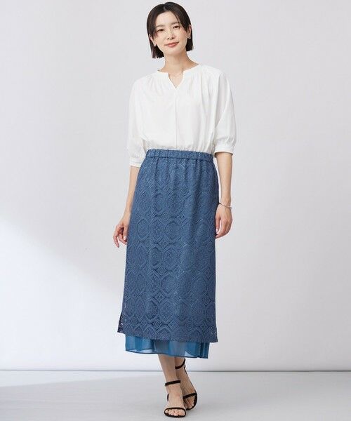 L size ONWARD(大きいサイズ) / エルサイズオンワード カットソー | 【洗える】トリコットバイオ スモッキング カットソー | 詳細1