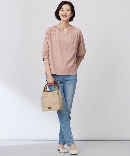 L size ONWARD(大きいサイズ) / エルサイズオンワード カットソー | 【洗える】トリコットバイオ スモッキング カットソー | 詳細5