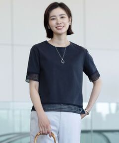 L size ONWARD(大きいサイズ) / エルサイズオンワード カットソー | 【洗える】スムースジャージー レース カットソー