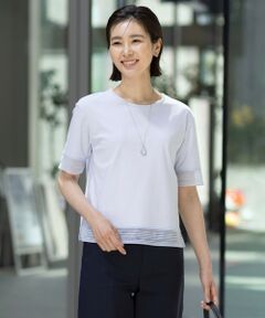 L size ONWARD(大きいサイズ) / エルサイズオンワード カットソー | 【洗える】スムースジャージー レース カットソー