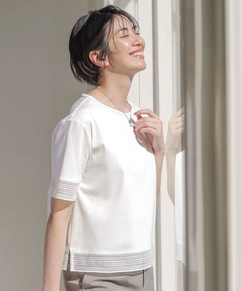 L size ONWARD(大きいサイズ) / エルサイズオンワード カットソー | 【洗える】スムースジャージー レース カットソー | 詳細1