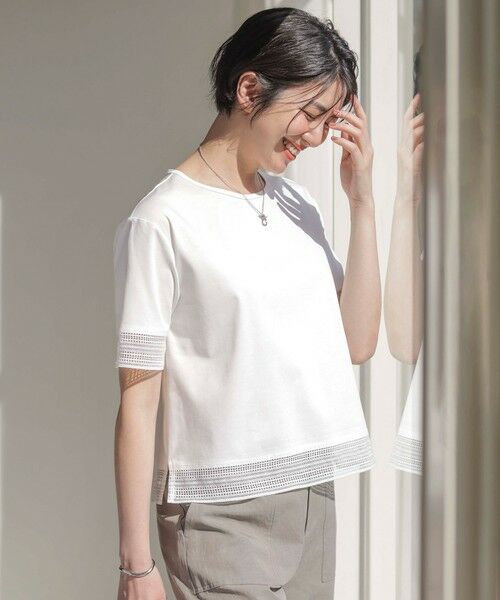 L size ONWARD(大きいサイズ) / エルサイズオンワード カットソー | 【洗える】スムースジャージー レース カットソー | 詳細2