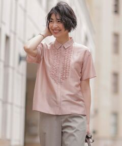 L size ONWARD(大きいサイズ) / エルサイズオンワード カットソー | 【洗える】フリルジャージー ブラウスライク カットソー