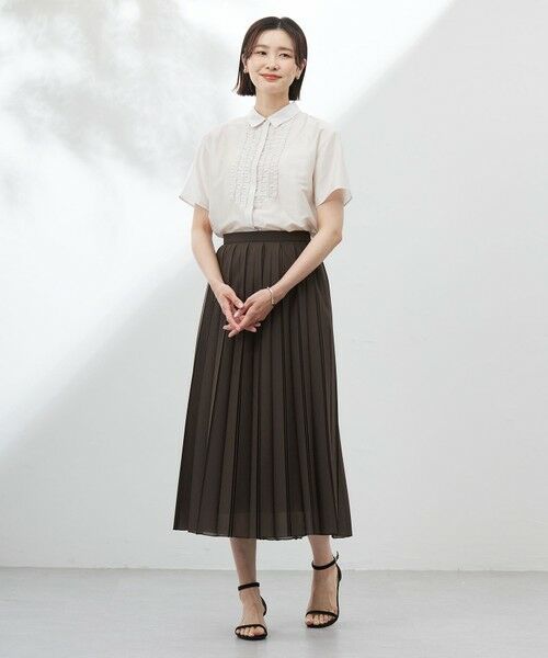 L size ONWARD(大きいサイズ) / エルサイズオンワード カットソー | 【洗える】フリルジャージー ブラウスライク カットソー | 詳細4