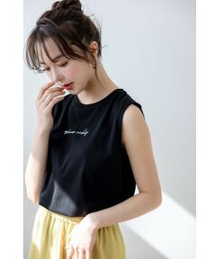 L size ONWARD(大きいサイズ) / エルサイズオンワード カットソー | 【洗える】ノースリーブロゴ Tシャツ