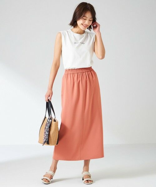 L size ONWARD(大きいサイズ) / エルサイズオンワード カットソー | 【洗える】ノースリーブロゴ Tシャツ | 詳細10