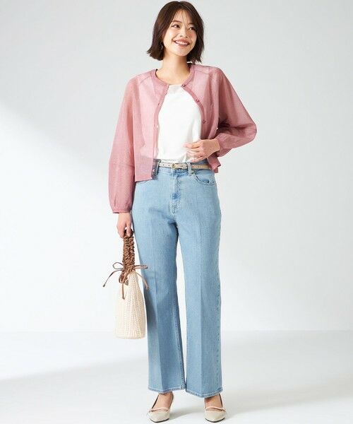 L size ONWARD(大きいサイズ) / エルサイズオンワード タンクトップ | 【洗える】シアーコンビスクエアネック タンクトップ | 詳細9